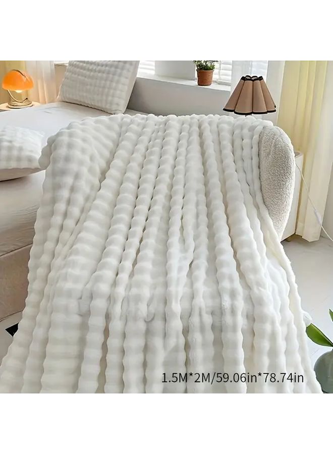 Gray Faux Rabbit Fur Blanket 1 5M X 2M Ultra Soft Plush All Season Throw Cozy Bedspread For Couch Bed Office Travel - Image 4
