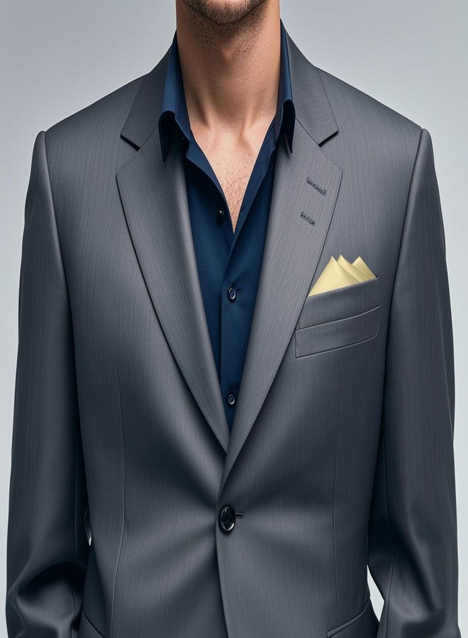 BEWDIO Champagne Men's Pocket Square, Solid Color Boys Handkerchiefs for Men Wedding Party (62-03S) - Image 3