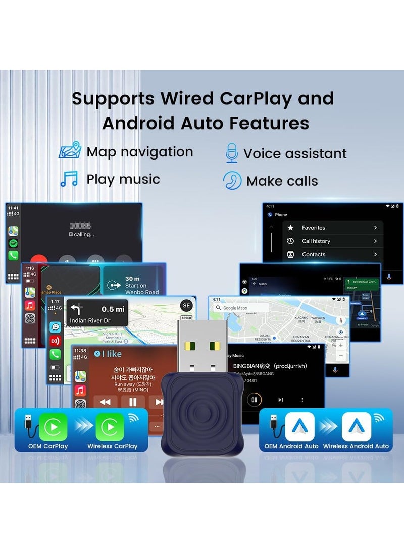 Carlinkit Mini Ultra, Wireless Carplay Adapter, For Cars With Built-in Apple Car Play & Android Auto, Convert Wired to Wireless CarPlay & Android Auto, with Type-A to C Converter, Support Bluetooth 5.4, OTA Update