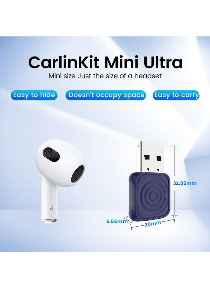 Carlinkit Mini Ultra, Wireless Carplay Adapter, For Cars With Built-in Apple Car Play & Android Auto, Convert Wired to Wireless CarPlay & Android Auto, with Type-A to C Converter, Support Bluetooth 5.4, OTA Update