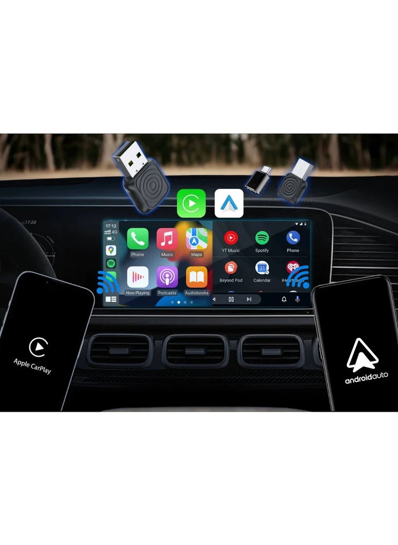 Carlinkit Mini Ultra, Wireless Carplay Adapter, For Cars With Built-in Apple Car Play & Android Auto, Convert Wired to Wireless CarPlay & Android Auto, with Type-A to C Converter, Support Bluetooth 5.4, OTA Update