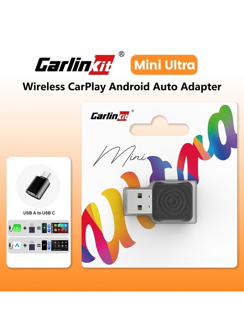 كار لينكيت كارلينكيت ميني ألترا، محول كار بلاي لاسلكي، للسيارات المزودة بنظامي آبل كار بلاي وأندرويد أوتو المدمجين، يحول كار بلاي السلكي إلى لاسلكي وأندرويد أوتو، مع محول من النوع A إلى C، يدعم بلوتوث 5.4، تحديث هوائي - Image 3