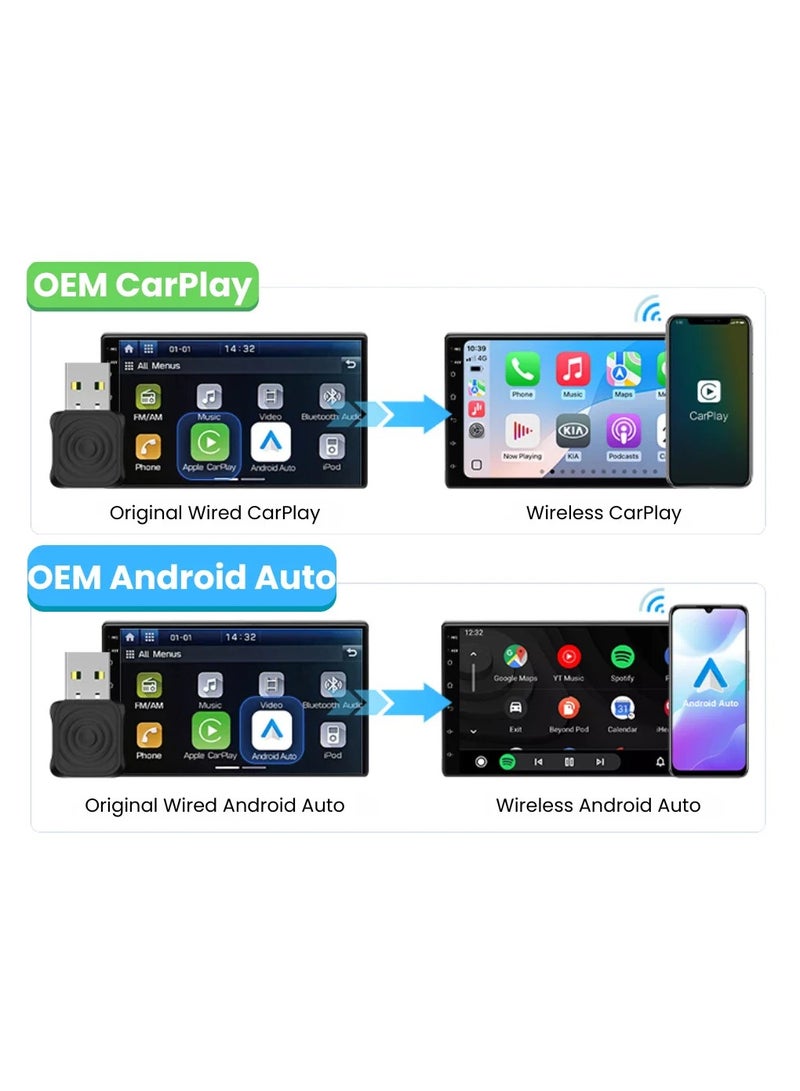 كار لينكيت كارلينكيت ميني ألترا، محول كار بلاي لاسلكي، للسيارات المزودة بنظامي آبل كار بلاي وأندرويد أوتو المدمجين، يحول كار بلاي السلكي إلى لاسلكي وأندرويد أوتو، مع محول من النوع A إلى C، يدعم بلوتوث 5.4، تحديث هوائي - Image 5