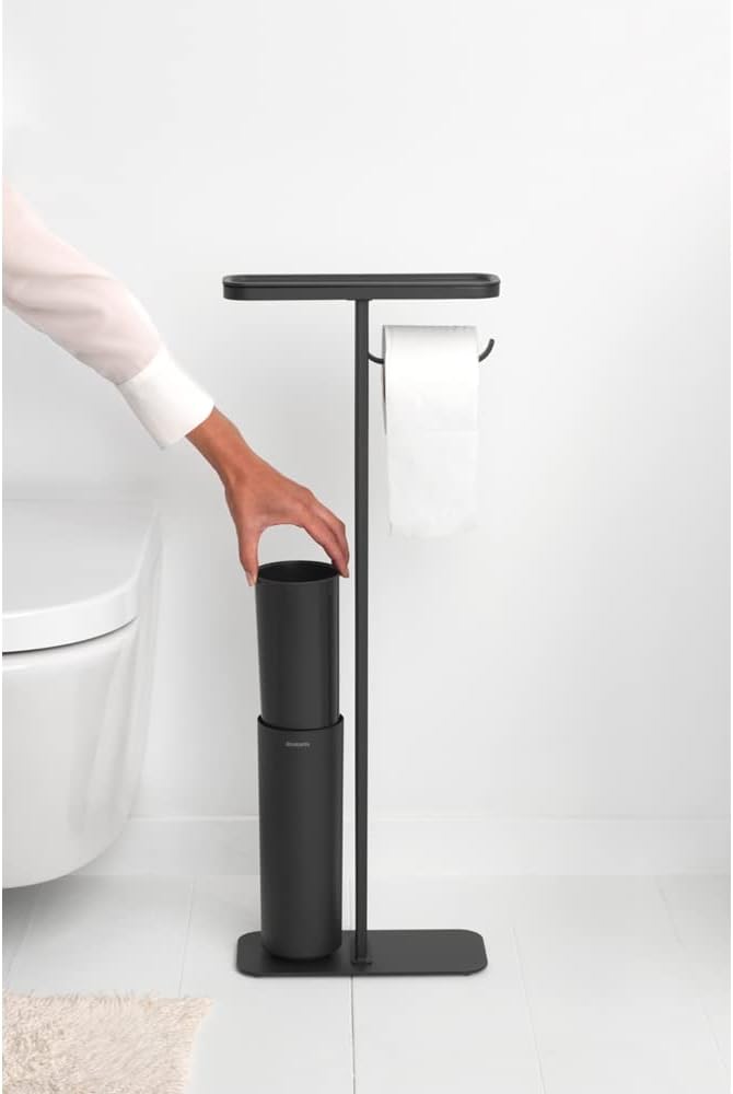brabantia برابانتيا - ميندسيت تواليت باتلر - رف حمام، حامل لفافة التواليت وفرشاة تواليت صحية - فولاذ مقاوم للتآكل - قاعدة مستقرة وغير قابلة للانزلاق - إنفينيت جراي - 75.5 x 12.5 x 29 سم - Image 2
