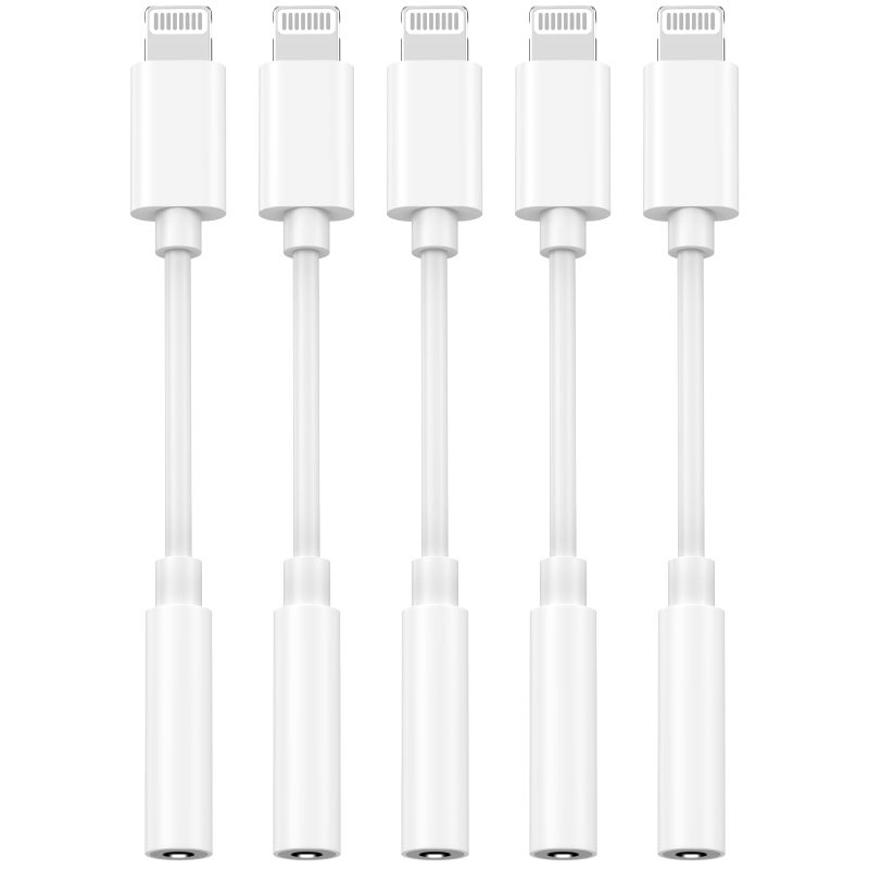DesofIcon [Apple MFi Certified] 5 Pack Lightning to 3.5 mm Headphone Jack Adapter, iPhone Aux Adapter Converter Dongle Audio Cable Compatible with iPhone 14 13 12 11 X XS 8 7 - Image 1