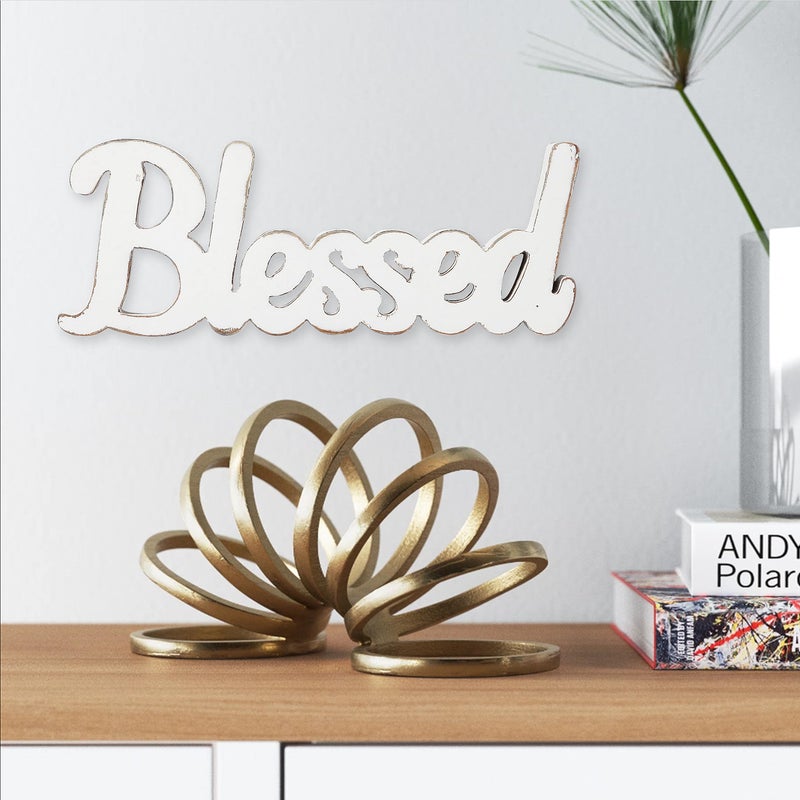 Sintosin Rustic White Wooden Blessed Sign for Tabletop 15 Inch, Wall Hanging Farmhouse Blessed Signs for Home Decor, Handmade Thanksgiving Signs Decor, Christmas Signs for Living Room Entryway - Image 5
