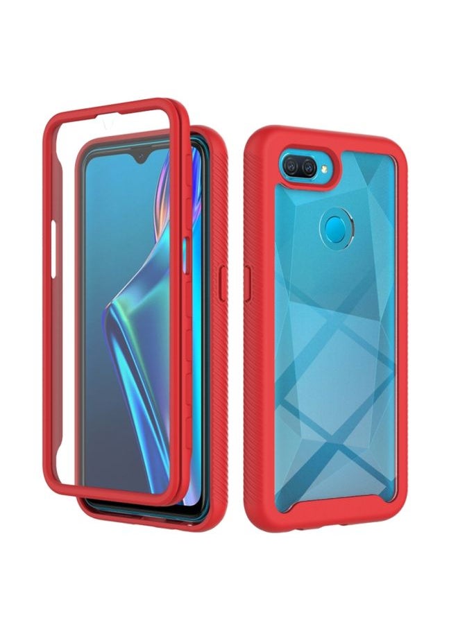 HuHa - Case Cover For OPPO A12 Starry Sky Solid Color Series Shockproof PC + TPU Protective Case Red - Image 1