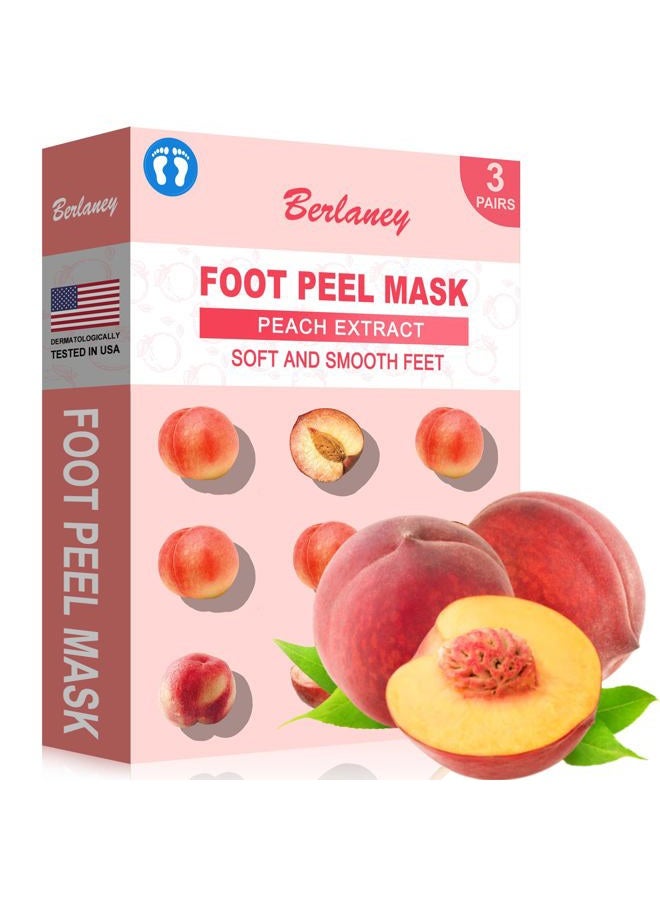 Berlaney Peach Foot Exfoliating Mask, 3 Pairs Skin Exfoliating Foot Masks for Dry Feet, Cracked Heels, Callus, Dead Skin Remover, Smooth Touch Feet, Spa Experience at Home or Travel - Image 1