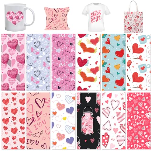 YumSur Valentine's Day Transfer Ink Sheets, Transfer Paper Sublimation for Mug Press, 12 pcs 4.5"x12" Snowflake Santa Claus Pre-Inked Sublimation Paper for T-Shirts Cup Coasters Mug - Image 1