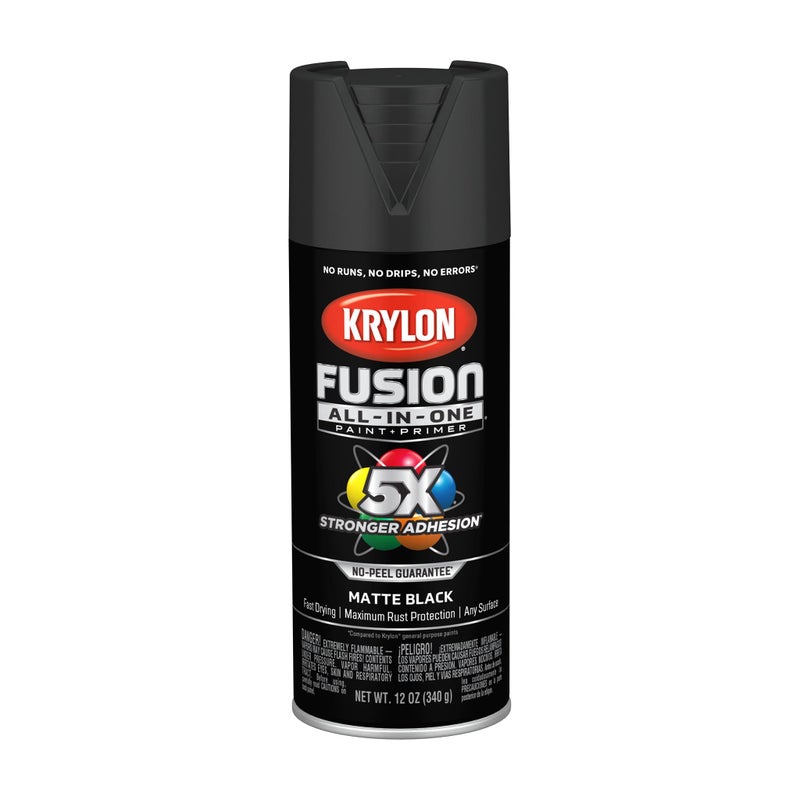 Krylon Fusion All-In-One Adhesive Spray Paint for Indoor/Outdoor Use, 12 oz, Black - Image 1