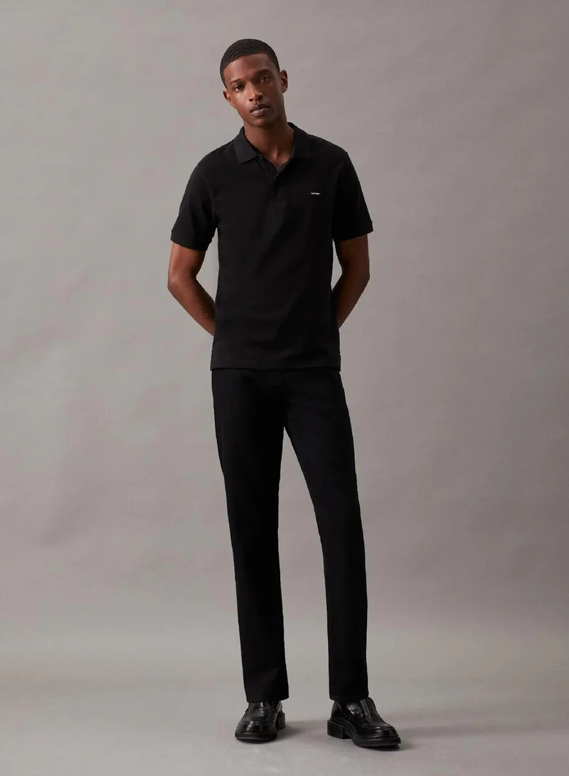 Calvin Klein Ck Black Slim Stretch Pique Polo Shirt for Men | Best Price UAE