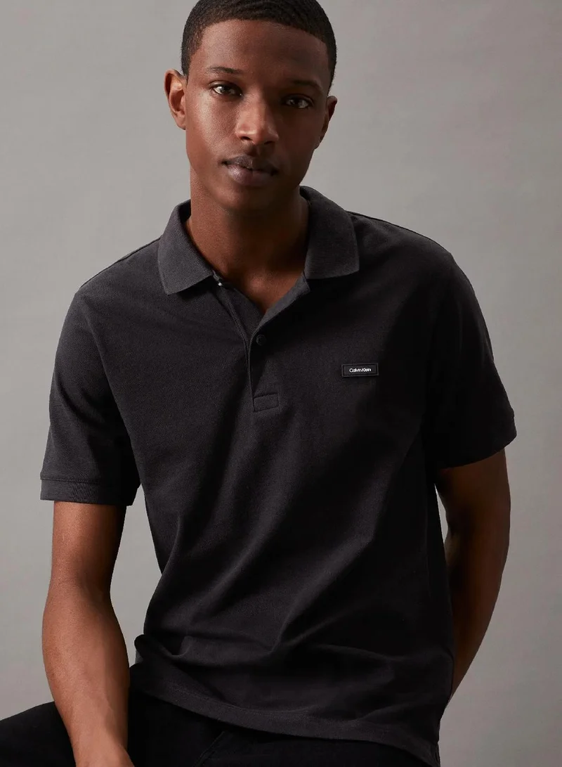 Calvin Klein Ck Black Slim Stretch Pique Polo Shirt for Men | Best Price UAE