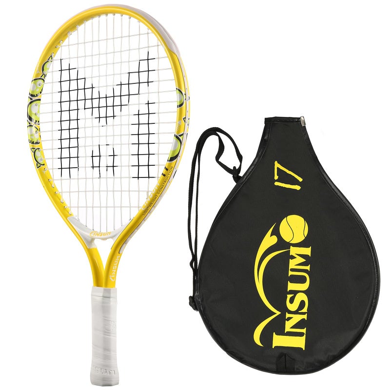 INSUM 17 inch Kids Tennis Racket for Aged 2~3 Starter, Multi-Color & Size Toddlers Tennis Racket for Baby Boys & Girls Beginner, Come with Shoulder Cover Bag for Carry(Yellow) - Image 1