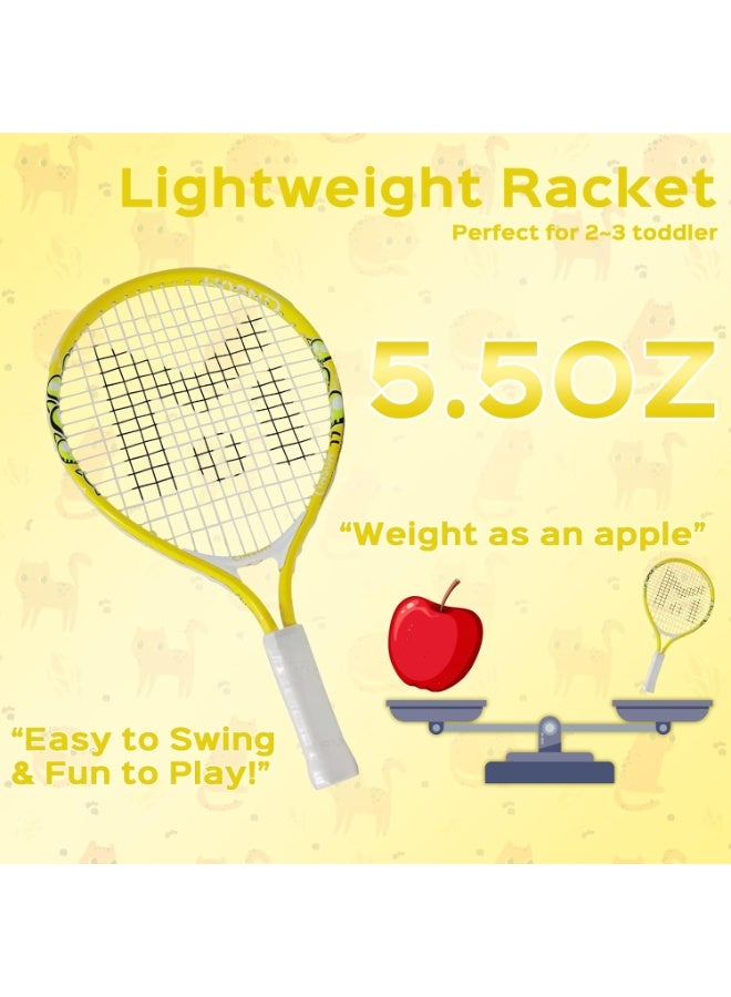 INSUM 17 inch Kids Tennis Racket for Aged 2~3 Starter, Multi-Color & Size Toddlers Tennis Racket for Baby Boys & Girls Beginner, Come with Shoulder Cover Bag for Carry(Yellow) - Image 3