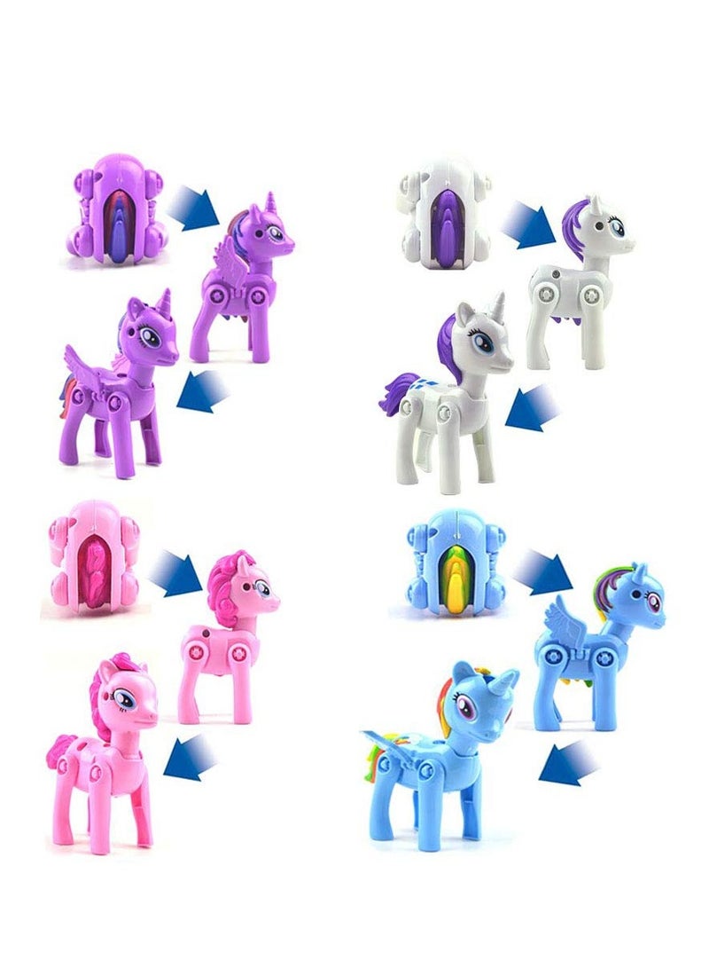 SYOSI Unicorn Deformation Eggs, 4pcs Jumbo Prefilled Plastic Eggs with Toys Inside, Cute Unicorn Toys for Kids Toddlers Girls Boys Party Gifts - Image 4