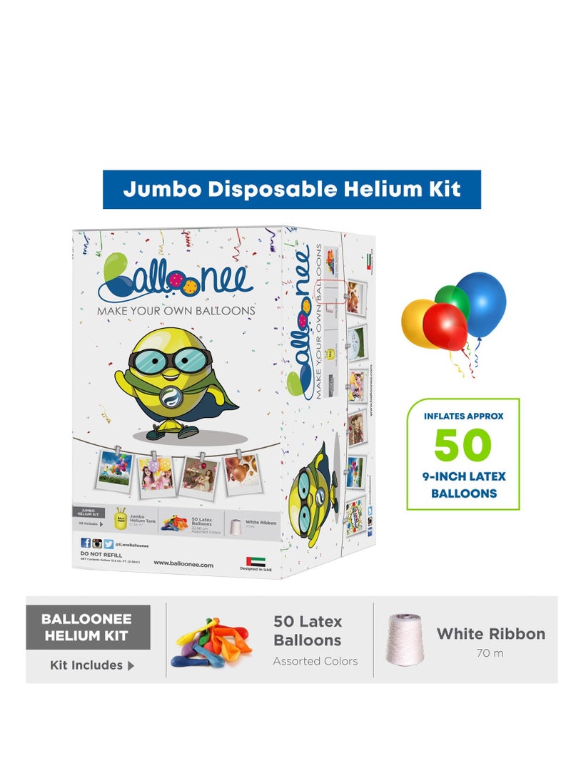Balloonee Jumbo Disposable Helium Party Kit - 50 Balloons - Image 3