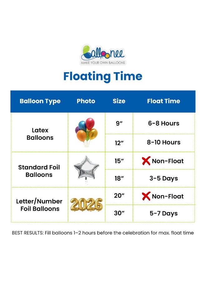 Balloonee Jumbo Disposable Helium Party Kit - 50 Balloons - Image 5