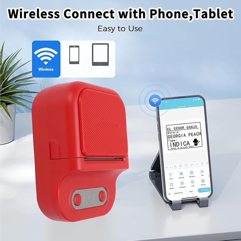 طابعة ملصقات حرارية صغيرة حمراء محمولة مع تطبيق لنظام iOS لتعليم الأطفال الصور والقوالب والقوائم - Image 4