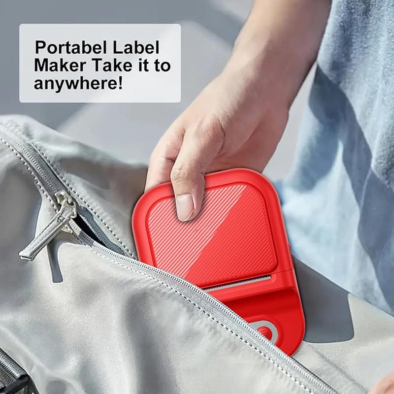 طابعة ملصقات حرارية صغيرة حمراء محمولة مع تطبيق لنظام iOS لتعليم الأطفال الصور والقوالب والقوائم - Image 3