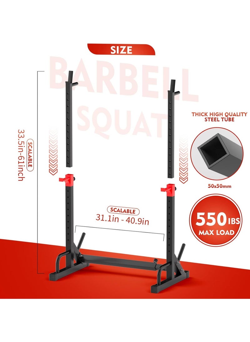 RUIYADA Squat Rack Barbell Rack Bench Press 550 LBS Max Load Adjustable Squat Rack Stand Multi-Function Weight Lifting Home Gym - Great for Beginners and Professional Use  - Image 4