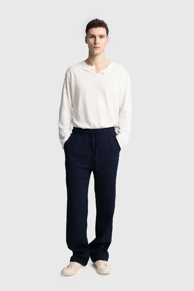 GIESTO Textured Regular Fit Drawstring Waist Pants
