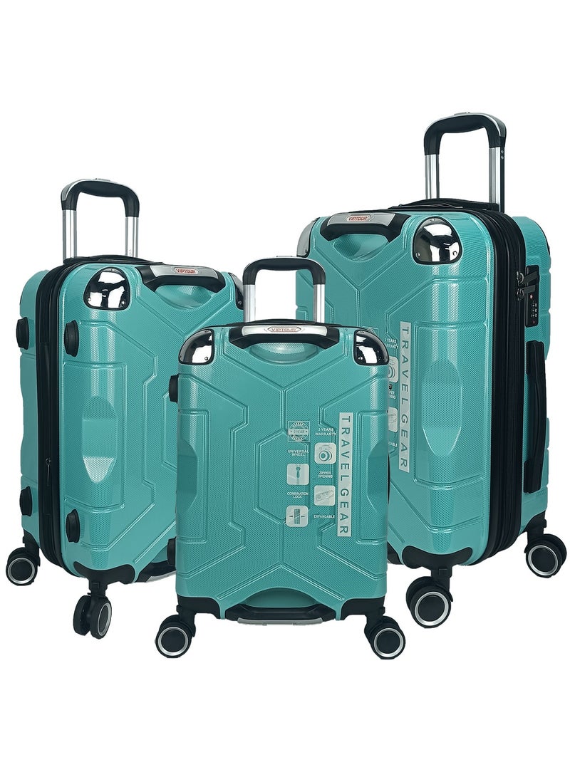 فيبتور طقم حقائب سفر بعجلات من 3 قطع TPC عجلات جانبية صلبة مع قفل TSA - Image 1