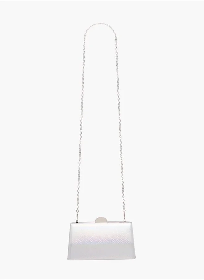 Flora Bella By Shoexpress Women Iridescent Clutch with Flap Closure and Chain Strap Ramadan Collection