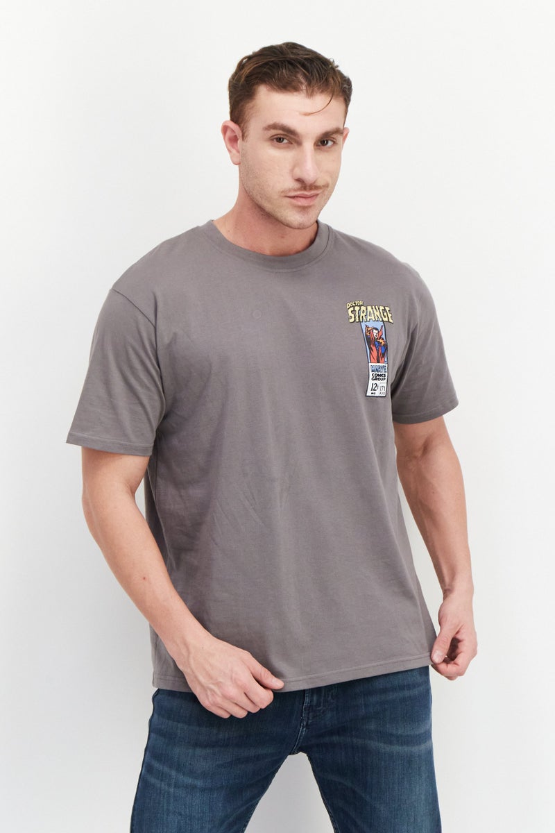 MARVEL Men Crew Neck Short Sleeve Graphic Print T-Shirt, Grey - Image 1