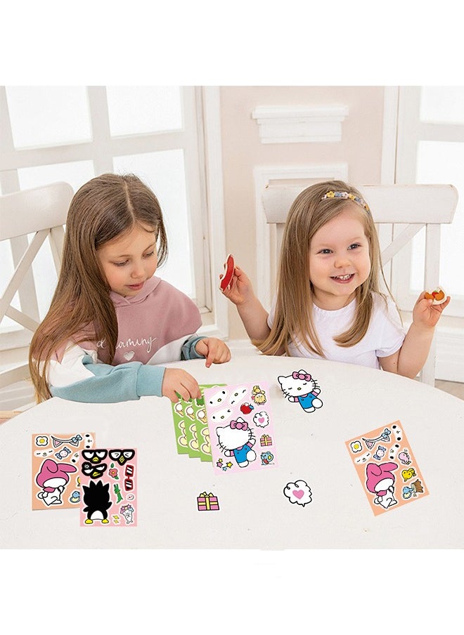Sanrio Sheets Cute Cartoon Charaters Make Your Own Stickers for Kids, Kawaii Make a Face Stickers for Kids Party Favors Activities Gifts for Kis and Teens  - Image 2