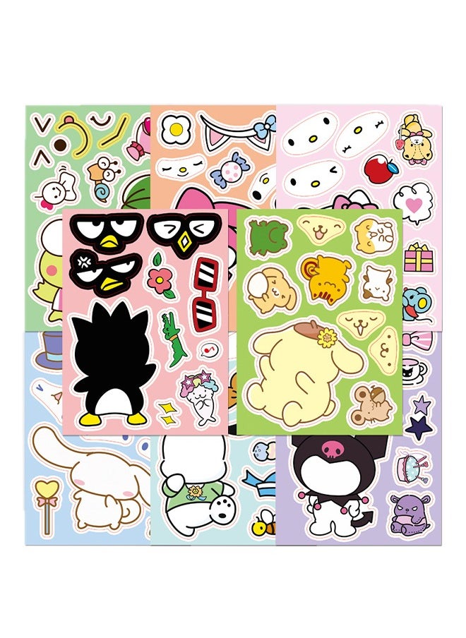 Sanrio Sheets Cute Cartoon Charaters Make Your Own Stickers for Kids, Kawaii Make a Face Stickers for Kids Party Favors Activities Gifts for Kis and Teens  - Image 3