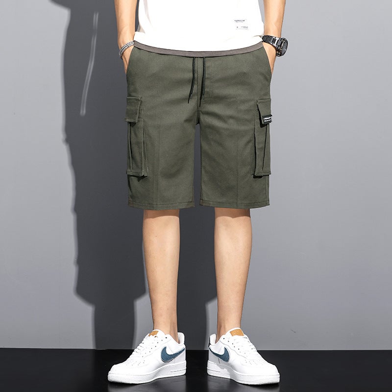 Summer Camouflage 5-point Tooling Shorts Mens Fashionable Loose Five-point Pants Multi-pocket Large Size Pants Beach Pants Green Five-point Pants Single