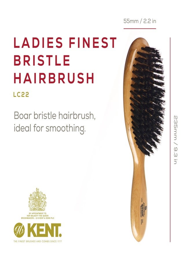 Kent LC22 Finest Hair Brushes for Women Detangler Dry Brush Made of Cherrywood - Boar Bristle Oval Hairbrush for Medium to Thick Hair All Lengths - Salon Style Straightening Pure Wood Brush from Kent - Image 2