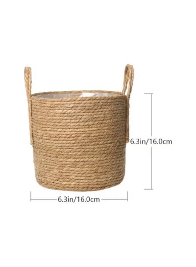 klarako Closet Storage Bin Seagrass Basket Planters Straw Woven Flower Pot Storage Basket Organizer Laundry Hamper Rustic Home Decor 16CM Versatile Plant Holder - Image 5