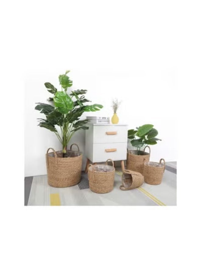 klarako Closet Storage Bin Seagrass Basket Planters Straw Woven Flower Pot Storage Basket Organizer Laundry Hamper Rustic Home Decor 16CM Versatile Plant Holder - Image 2
