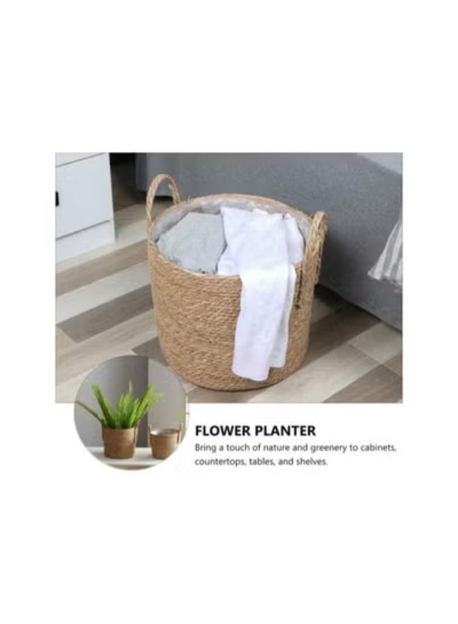 klarako Closet Storage Bin Seagrass Basket Planters Straw Woven Flower Pot Storage Basket Organizer Laundry Hamper Rustic Home Decor 16CM Versatile Plant Holder - Image 3