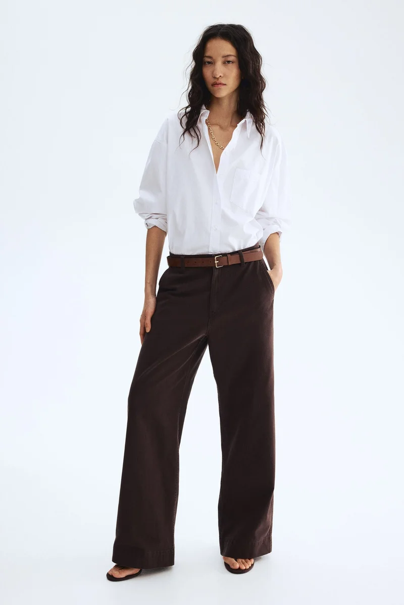H&M Wide belted twill trousers