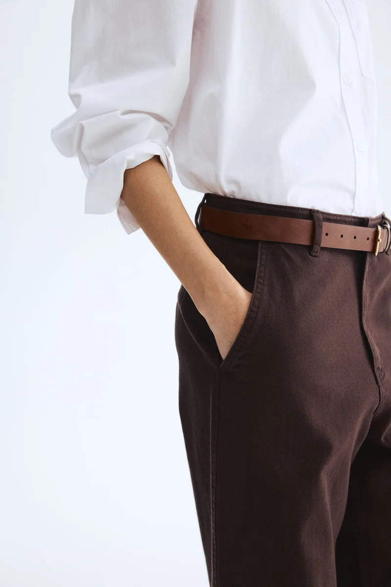 H&M Wide belted twill trousers