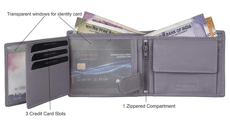 URBANFOREST محفظة أوليفر جلدية رمادية فاتحة للرجال - Image 4