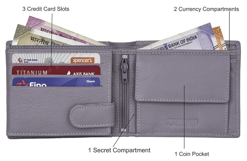 URBANFOREST محفظة أوليفر جلدية رمادية فاتحة للرجال - Image 3