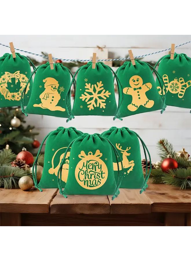 SKU24Pcs Hanging Christmas Advent Calendar Bags 2025 Reusable Drawstring Candy Sacks for Xmas Home Decor Party Supplies Holiday Gift Packaging Family Celebration - Image 2
