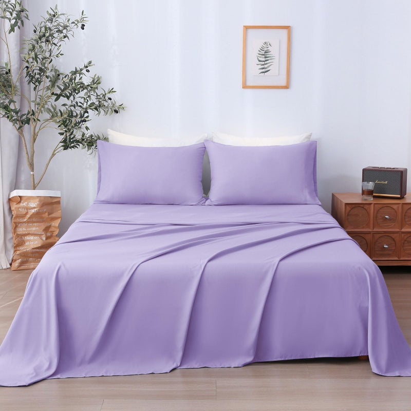Lonava Twin Sheet Set 3 قطع لافندر لافندر ناعمة وملاءات ميكروباير ذات التنفس 1600 Thread Count Hotel Luxury Oeko-Tex Bed Sheets 14-16 Ing - Image 1
