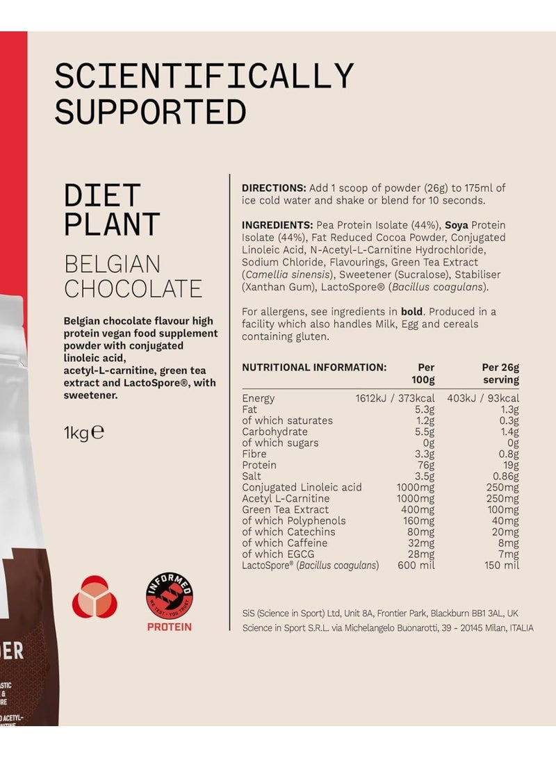 PhD Diet Plant Lean Protein Powder, 19g Protein, 93 Calories, Low Sugar, Belgian Chocolate, 1kg (38 Servings) - Image 5