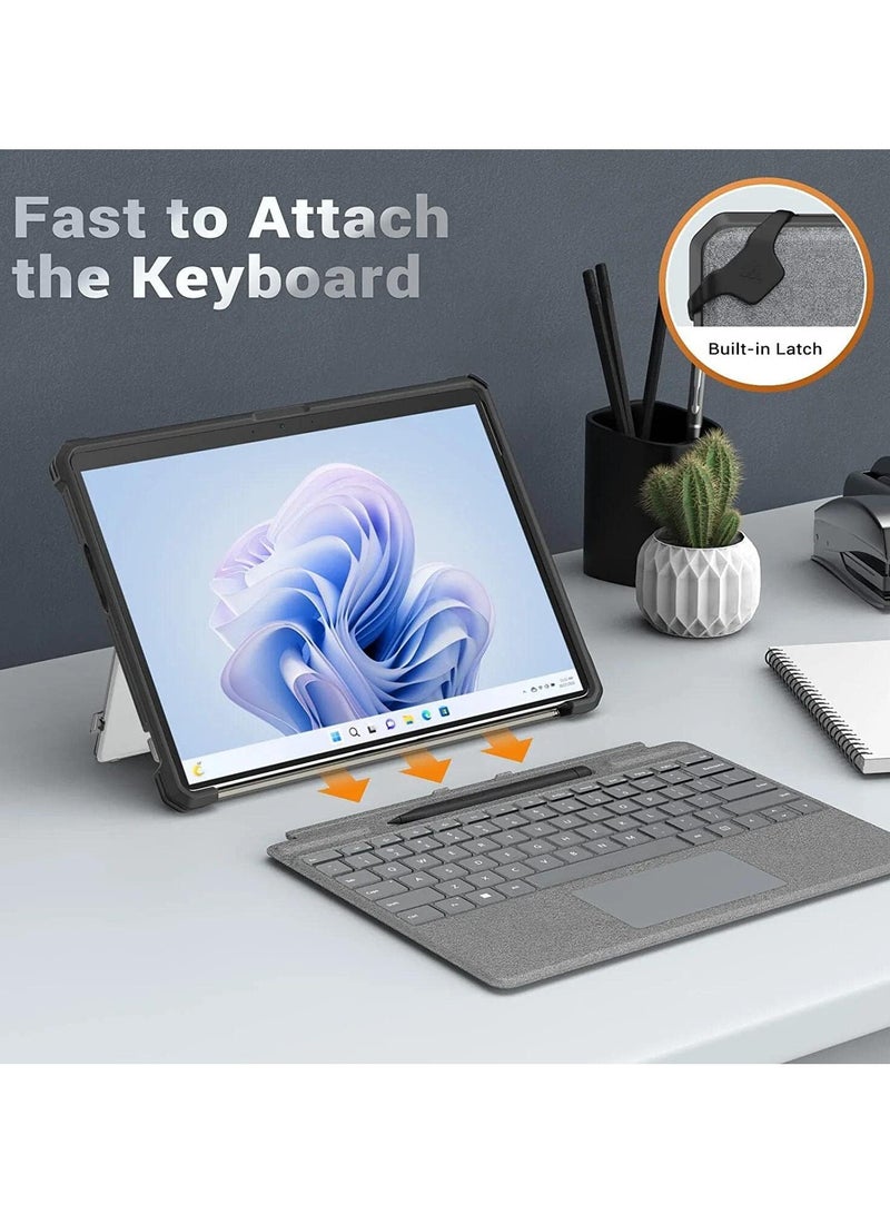 Case for Surface Pro 9 / Pro 9 5G 13-Inch 2022 - All-in-One Protective Rugged Cover Frosted Black Case with Kickstand Protective Case, Compatible with Type Cover Keyboard - Image 5