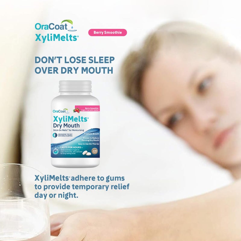 Oracoat XyliMelts for Dry Mouth Night Time or Day - Moisturizing Dry Mouth Adhering Discs, Sugar Free with Xylitol, 230 Count, Berry Smoothie Flavor, 8-Hour Relief - Image 4