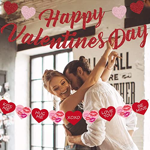 Festiko®Happy Valentines Day Banner, Valentines Day Decoration-Red Pink Glitter, Valentines Day Banner,Conversation Hearts Decor,Hearts Garland Banner, Valentines Garland,Candy Hearts Decorations - Image 5