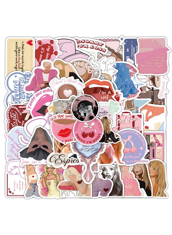 NIBEMINENT 50 Pcs Sabrina Carpenter Deco Kit Waterproof Stickers, High Definition Printing Bright Colors, Suitable for Laptop Skateboard Luggage Water Bottle Guitar DIY  - Image 2