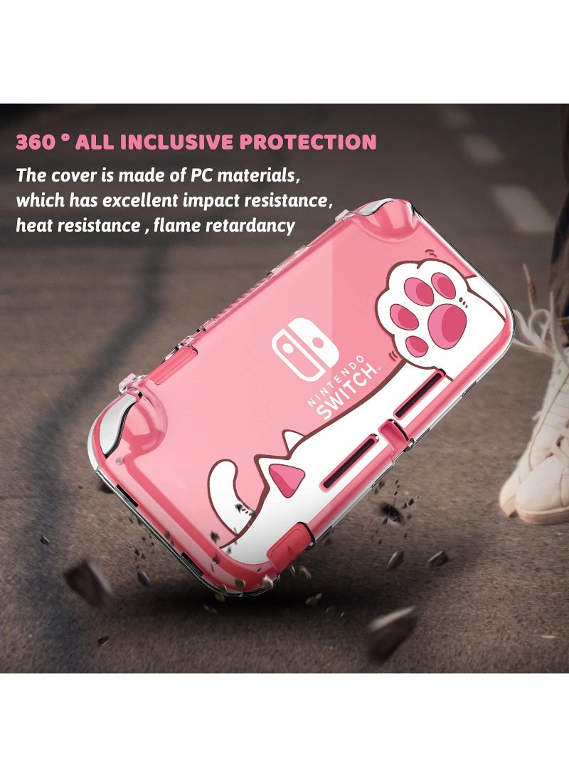 Sweet seven for Switch Lite Protective Case - Clear Hard PC Cover, Shockproof, Anti-Scratch Shell, Cute Pink Cat Paw Design - Image 2