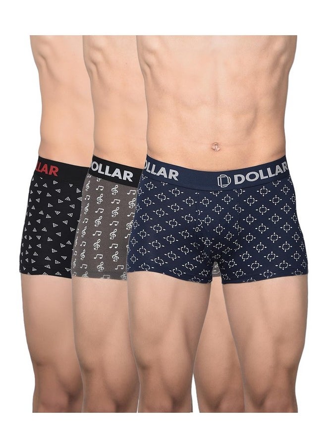 Dollar Bigboss Dollar Bigboss Men's Pack of 3 Printed Cotton Trunk (Print May Vary), Small Assorted  - Image 1