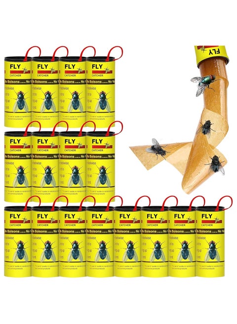 16 Pack Sticky Fly Paper, Fly Paper Strips, Flying Insect Trap, Sticky Fly Catchers Set Indoor Fly Trap for Home, Gnat Killer Traps Catcher for Fruit Flies, Bug, Insect, Mosquito