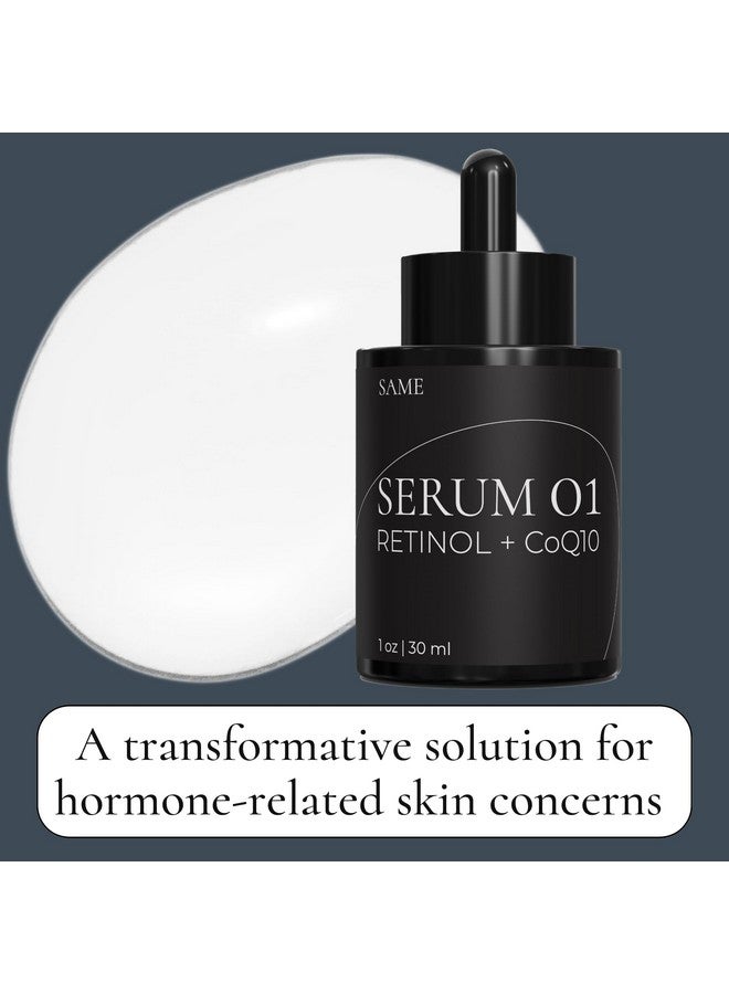 سيمر سيروم الوجه Same Skincare 01: سيروم CoQ10 Retinol للوجه، وفيتامين C، وحمض الهيالورونيك، سيروم للوجه يدعم مكافحة الشيخوخة، وحب الشباب، وملمس البشرة، والخطوط الدقيقة والتجاعيد، عضوي، نباتي، خالٍ من القسوة، 1 أونصة - Image 3